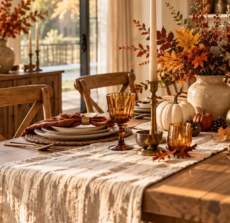 Natural runner and place settings